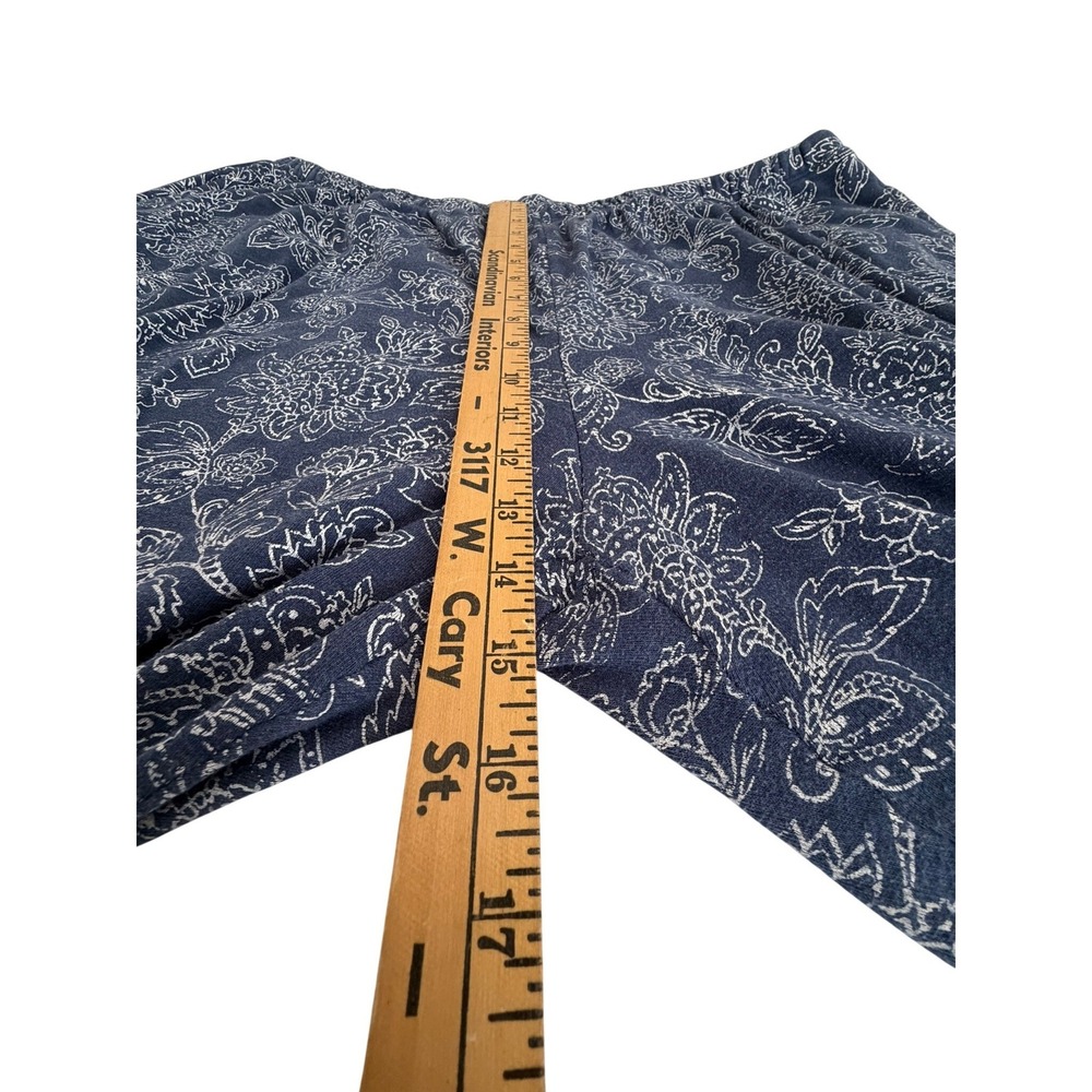 Denim & Co Navy Floral Pajama Pants 2X Blue White Wide Leg Lounge A294061 - Picture 2 of 9